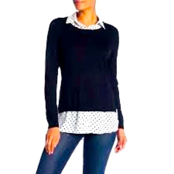 Adrianna Papell Polka Dot Layered Sweater XL - Picture 1 of 9